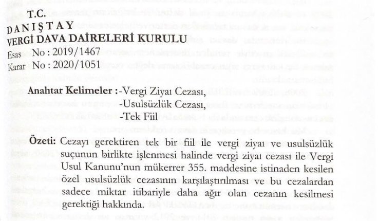 DANIŞTAY VERGİ DAVA DAİRELERİ KURULU KARARI